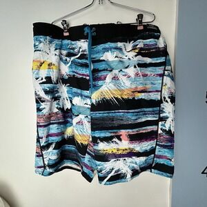 Roundtree and Yorke Men's Swim Trunks Swimsuit Beach Scene XL Surf‎ Pockets NWT